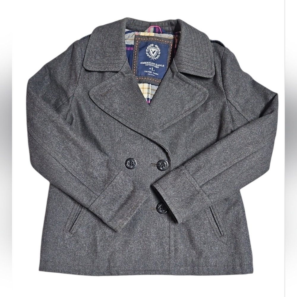 American Eagle Outfitters Gray Lined Peacoat Size Large Womens
